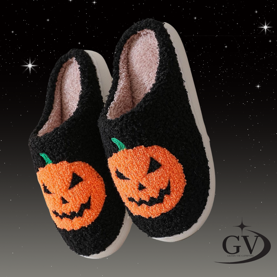 Glitzy Pumpkin Slippers